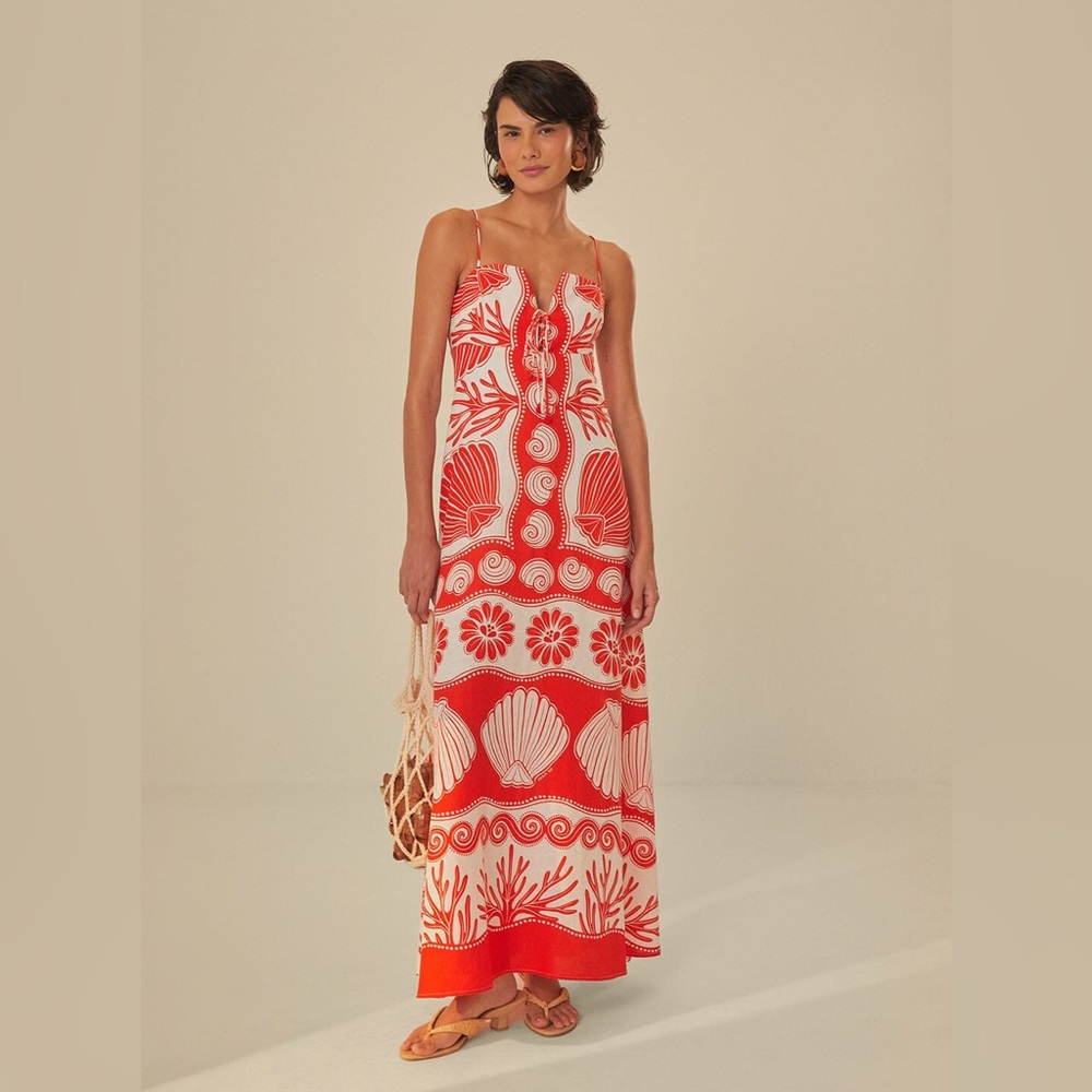 Farm Rio White Ainika Shell Lenzing™ Ecovero™ Euroflax™ Maxi Dress